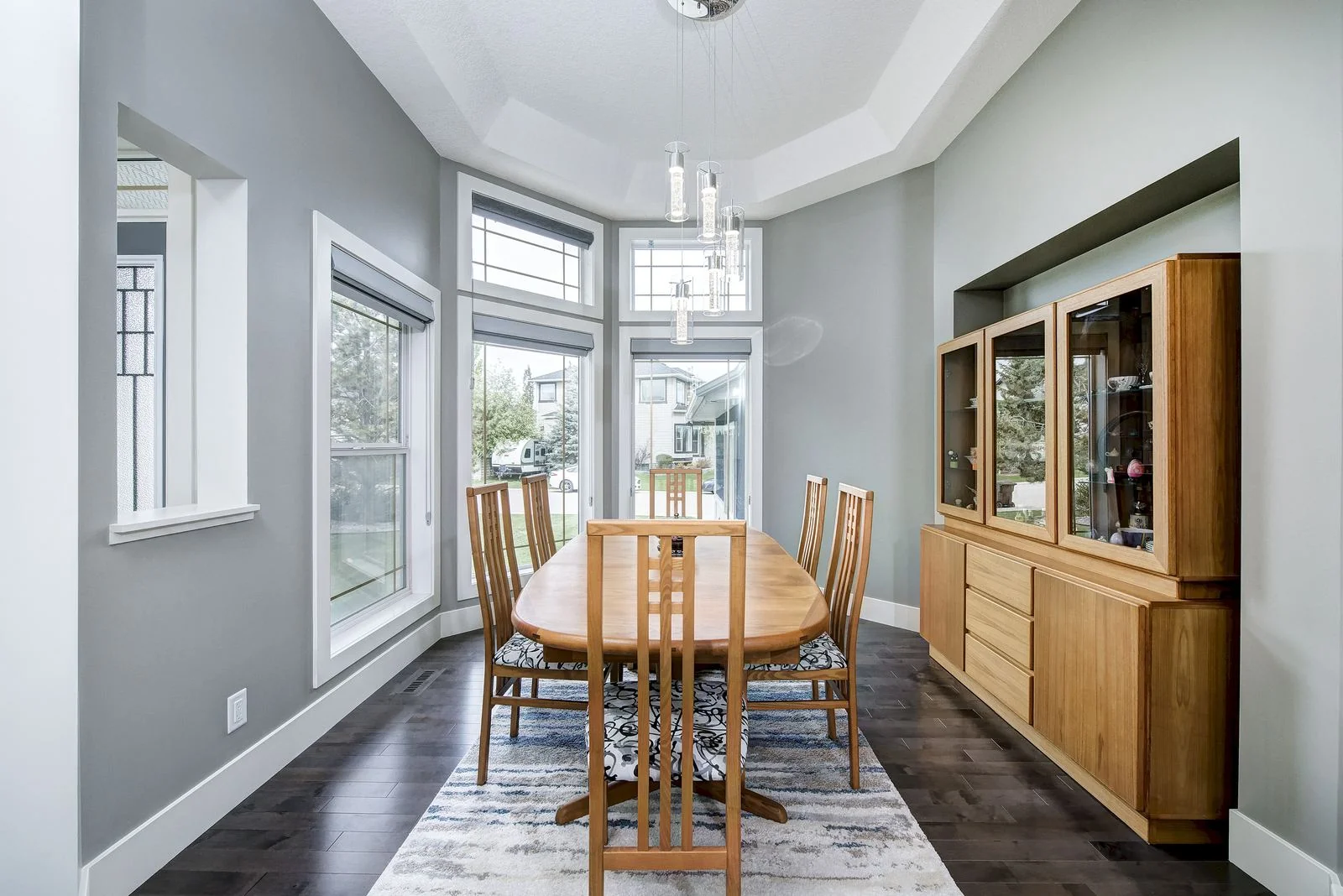 Dining room with a built in hutch