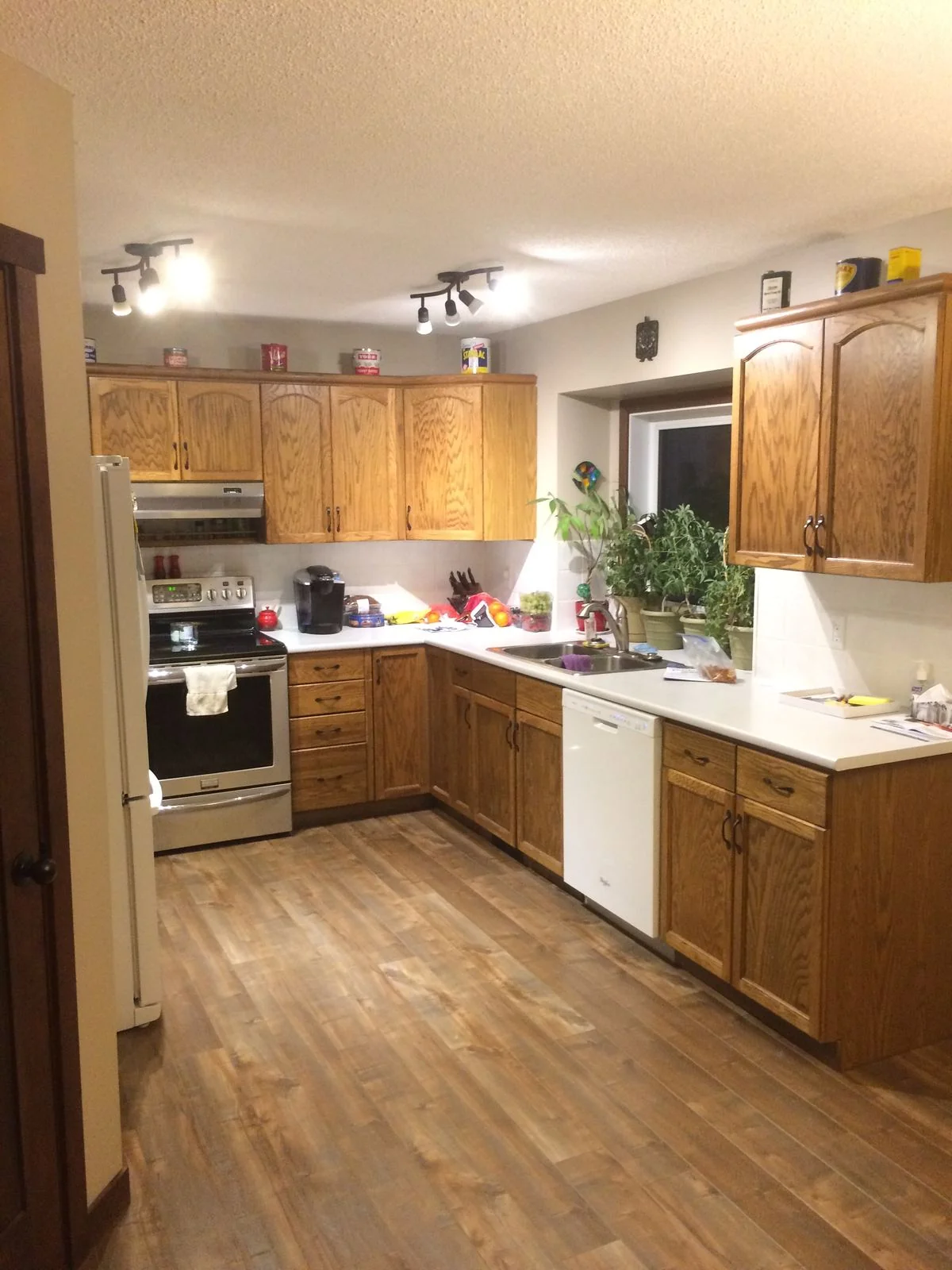 Original kitchen with oak cabinets